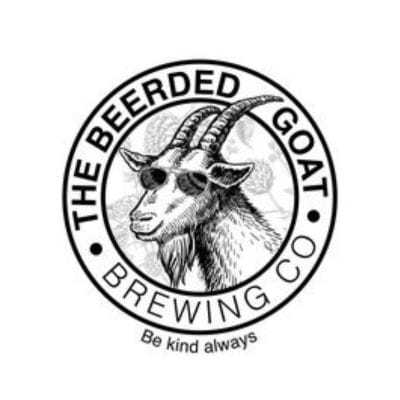 Logo of The Bearded Goat Brewing Co, featuring a goat with sunglasses and the motto "Be kind always.